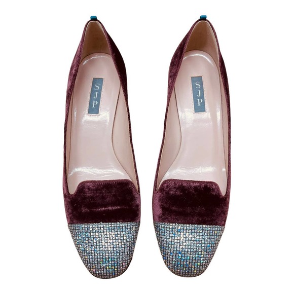 SJP by Sarah Jessica Parker Daze Velvet Cap Toe Mid Heel Pumps - Picture 2 of 8